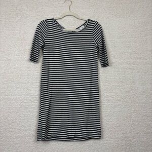 Free People Dress Womens XS Black Striped Frenchie Tee 100% Cotton Oversized Fit